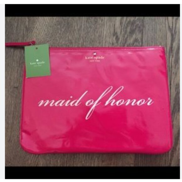 kate spade wedding belles gia maid of honor hot pink clutch pouch bag nwot - Picture 1 of 3